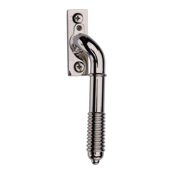 V895L RH-PNF  Right Hand  Polished Nickel  Heritage Brass Locking Reeded Cranked Espagnolette Fastener